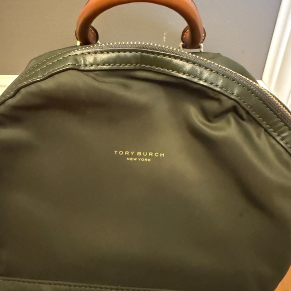 Tory Burch Perry Small Perry Nylon Zip Backpack - Green with leather trim - Picture 2 of 9